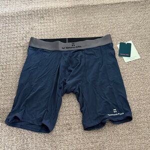 Tommy John Men's Dark Blue Boxer Briefs with Gray Waistband